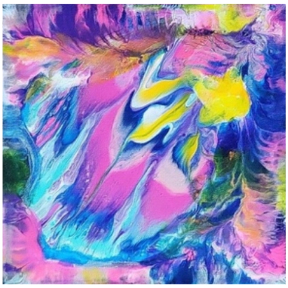 Hand Crafted Abstract Design 12x12 Inches Canvas Picture - Picture 3 of 4